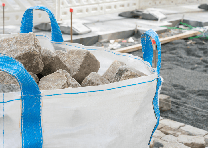 An example of bulk construction bags full of bricks at a building site
