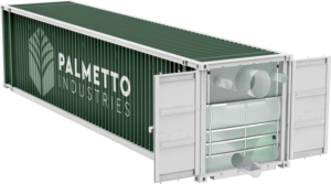 shipping container with Palmetto's liner installed