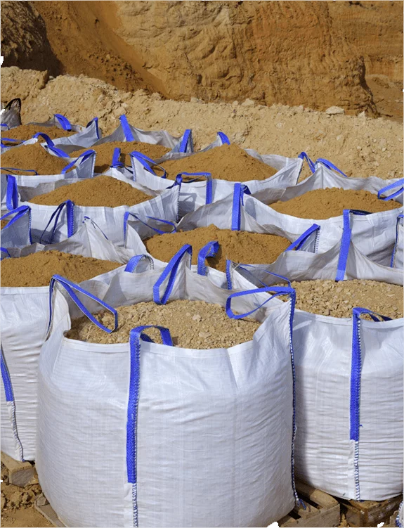 Construction bulk bags full of rubble