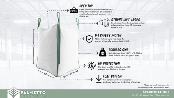33x33x36 Open Top Flat Bottom Bulk Bag Specifications