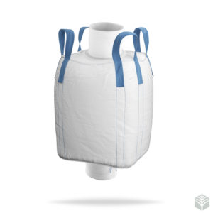 spout top and spout bottom bulk bag with both spouts open - view from the side