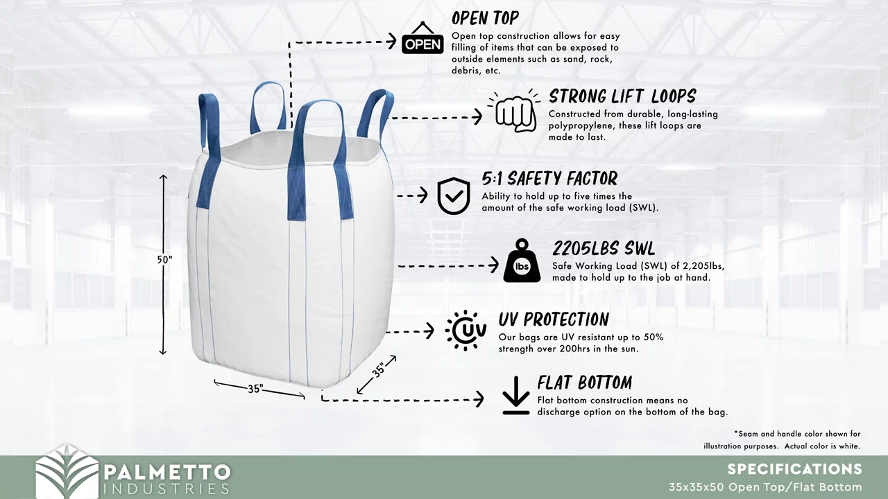 FIBC Bulk Bag Open Top Flat Bottom