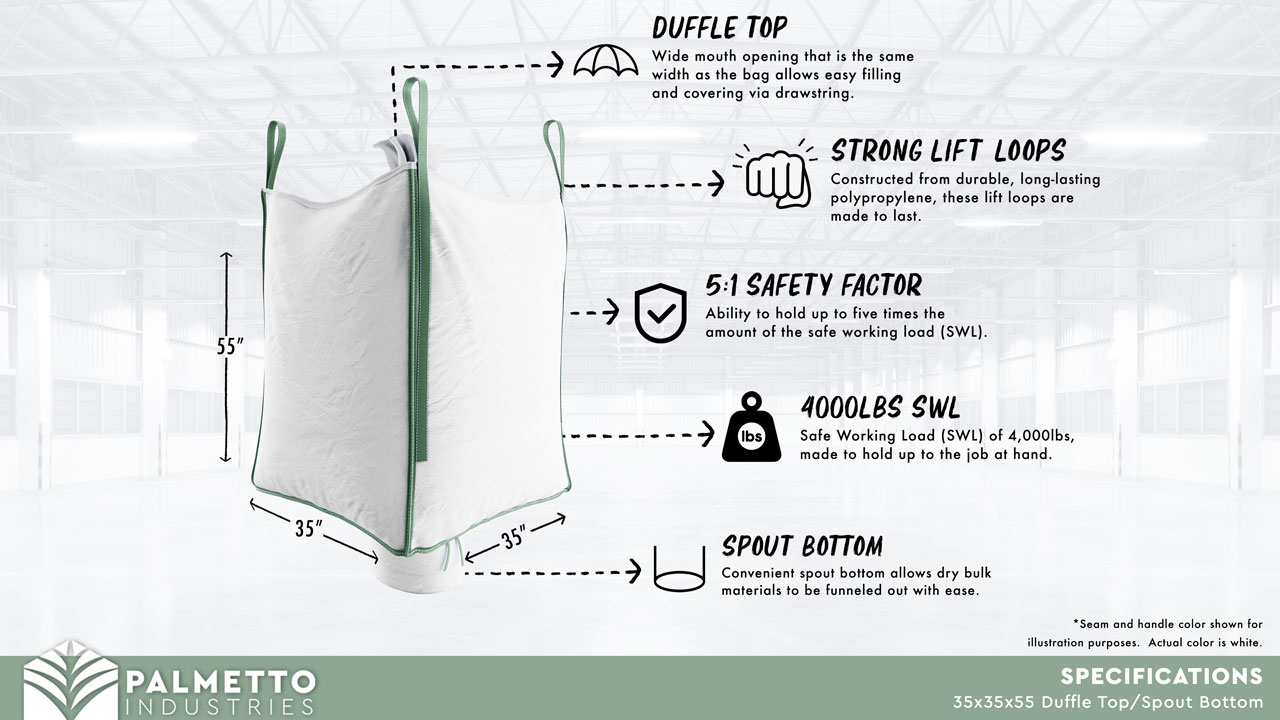 Duffle Top Spout Bottom FIBC Bulk Bag Description