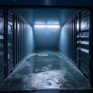 shipping container containing moisture